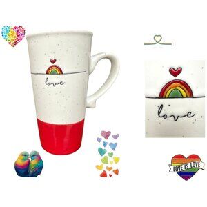Sheffield Home Rainbow Love Mug Tall Ceramic Love is Love Valentine Coffee Cup